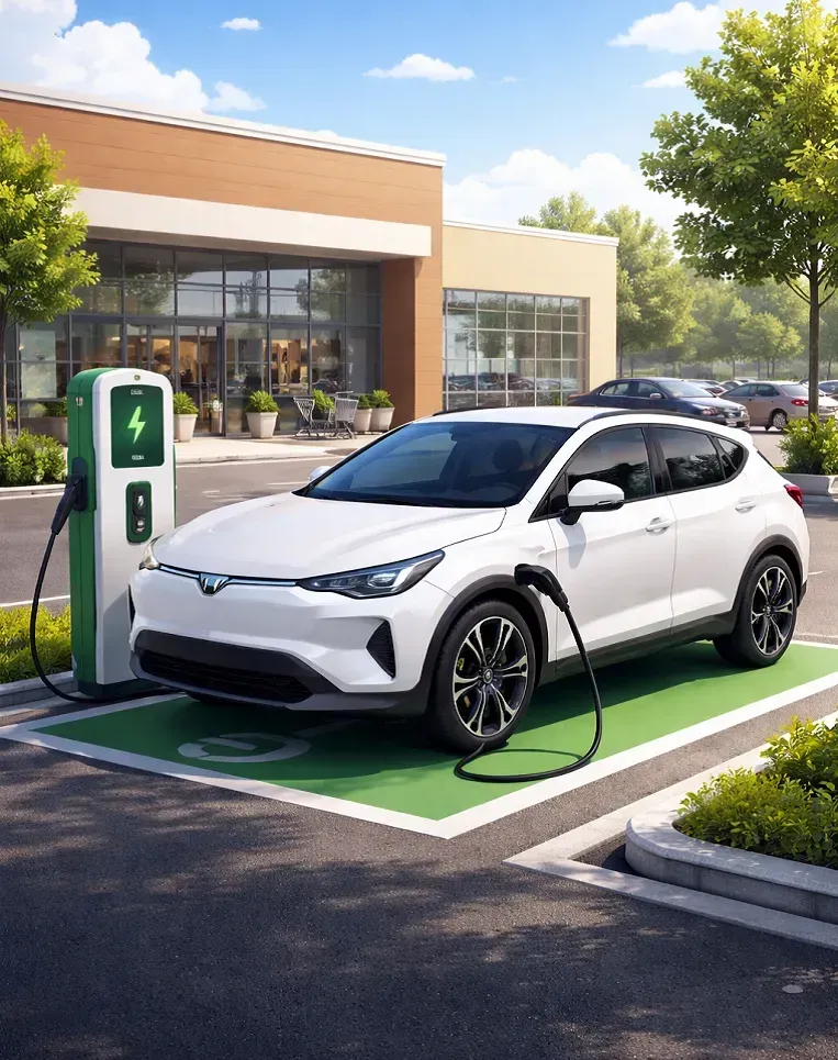 voiture en charge sur une borne de recharge
